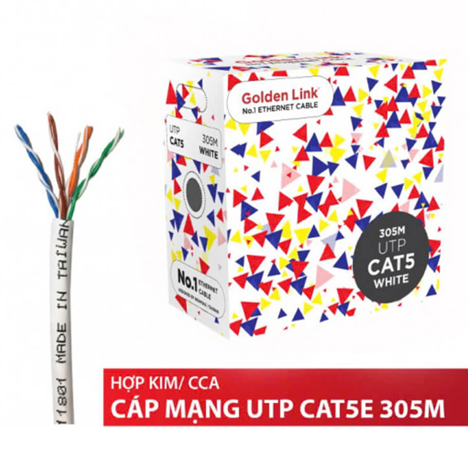Cáp mạng Cat5e UTP Golden Link TW1101-2 (305m, Trắng)